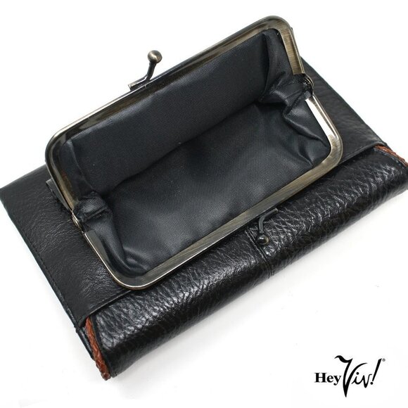 Vintage Michael Stevens Black Leather Wallet Multifunctional 7"x4.5" - Hey Viv - Picture 3 of 6
